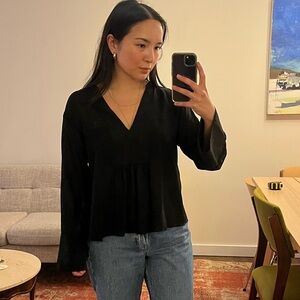Theory Black V-Neck Top